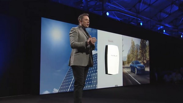 Elon Musk presenting the new Powerwall home battery.